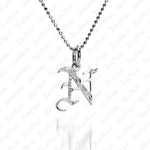 The picture shows a 14K white gold Koa Nani N initial pendant.