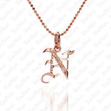 The picture shows a 14K rose gold Koa Nani N initial pendant.