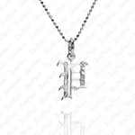 The picture shows a 14K white gold Koa Nani P initial pendant.