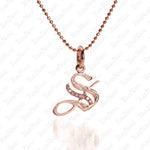The picture shows a 14K rose gold Koa Nani S initial pendant.