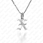 The picture shows a 14K white gold Koa Nani X initial pendant.
