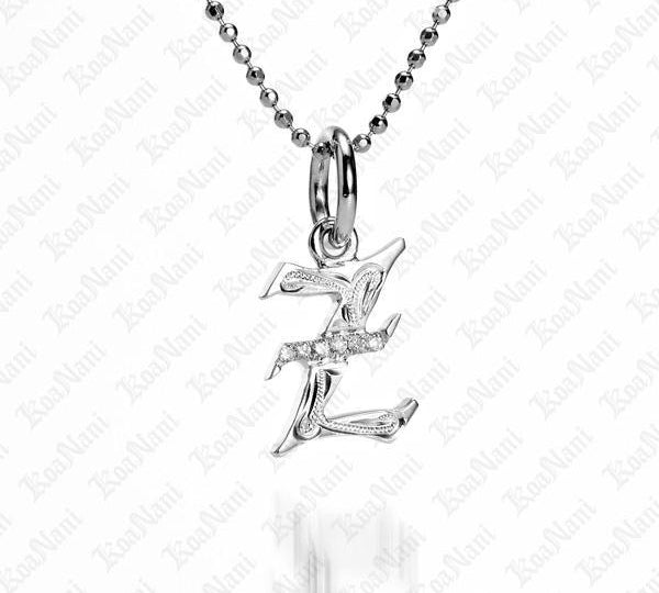 The picture shows a 14K white gold Koa Nani Z initial pendant.