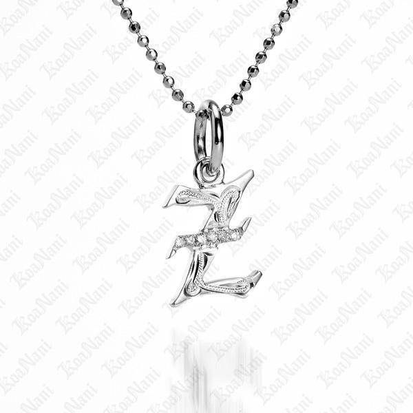 The picture shows a 14K white gold Koa Nani Z initial pendant.