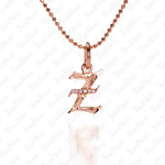 The picture shows a 14K rose gold Koa Nani Z initial pendant.