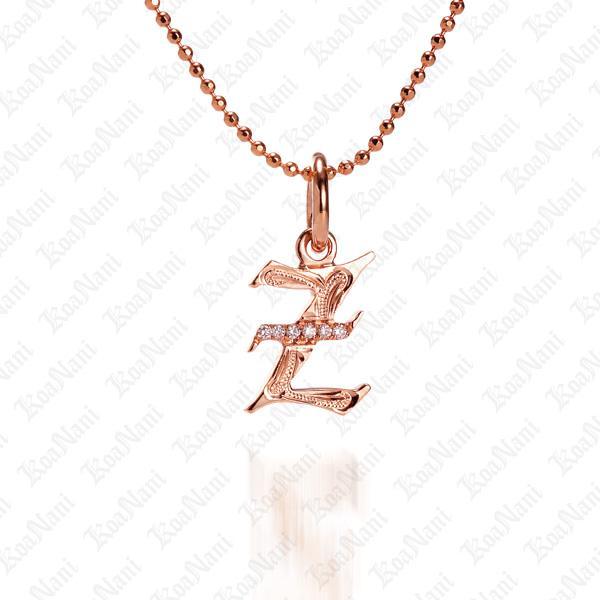 The picture shows a 14K rose gold Koa Nani Z initial pendant.