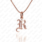 The picture shows a 14K rose gold Koa Nani R initial pendant.