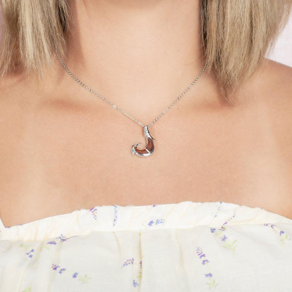 Koa Wood Ahi Fishhook Pendant Pendant Island by Koa Nani Small 