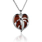 Sterling Silver and Wood Anthurium Pendant 