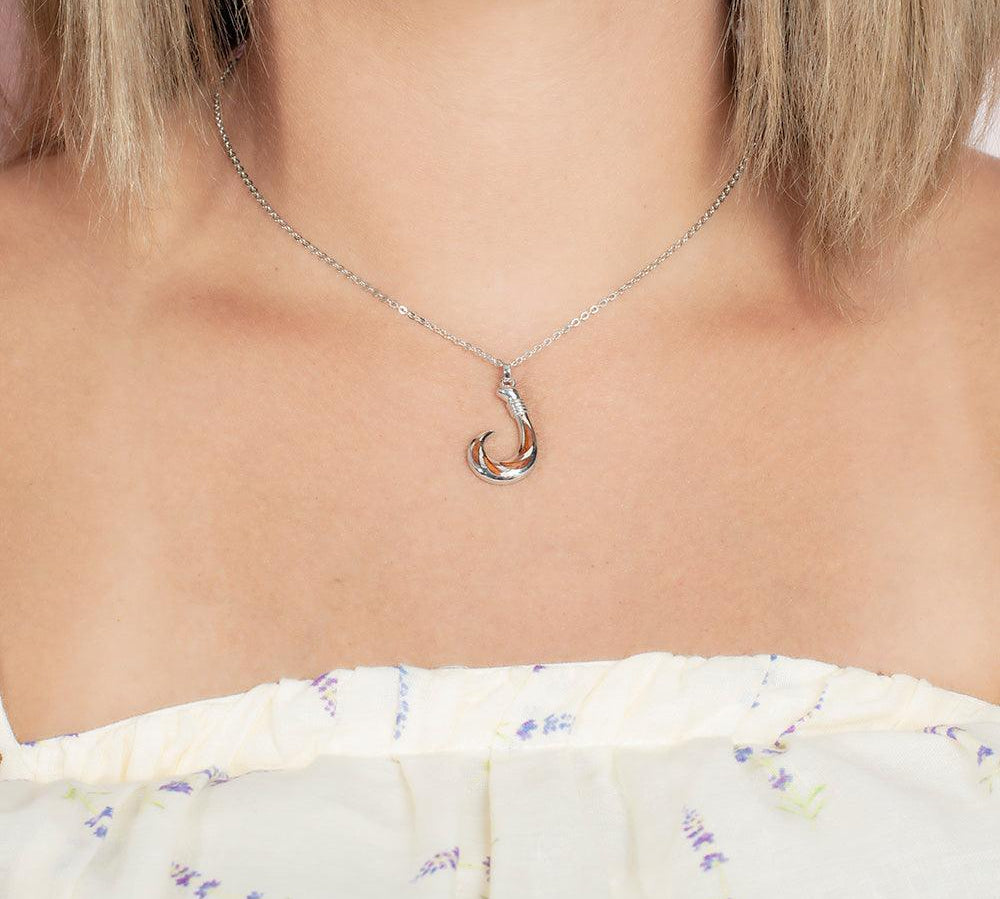 Koa Wood Atlantis Fishhook Pendant Pendant Island by Koa Nani Small 