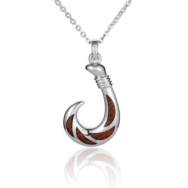 Sterling Silver and Wood Fishhook Pendant