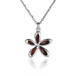 Sterling Silver and Wood Jasmine Flower Pendant 