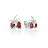 Sterling Silver and Wood Double Coconut Stud Earrings