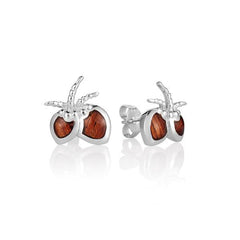 Sterling Silver and Wood Double Coconut Stud Earrings