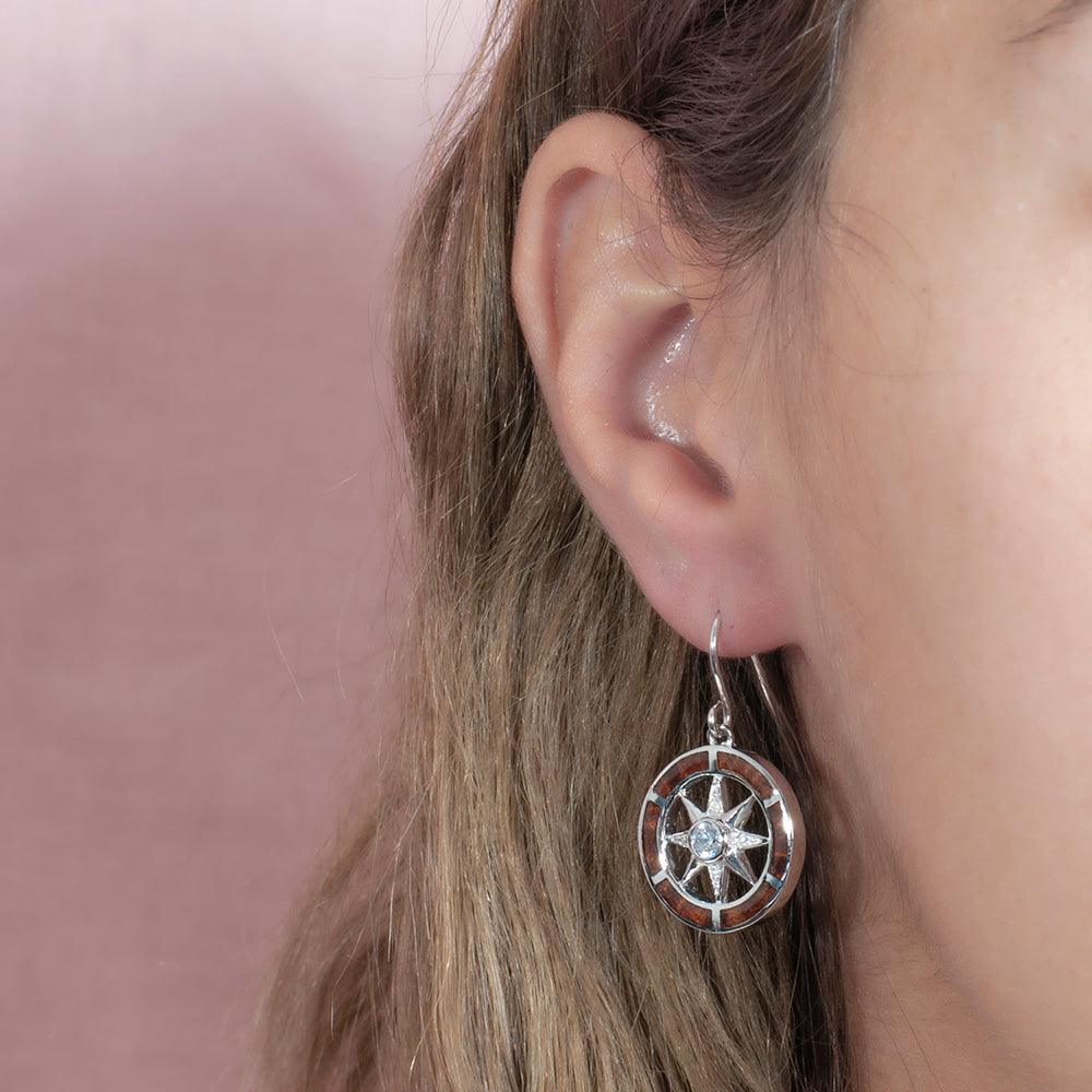 Koa Wood Compass Earrings Earrings Island by Koa Nani 