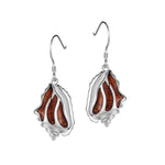 Sterling Silver and Wood Conch Shell Hook Earrings 