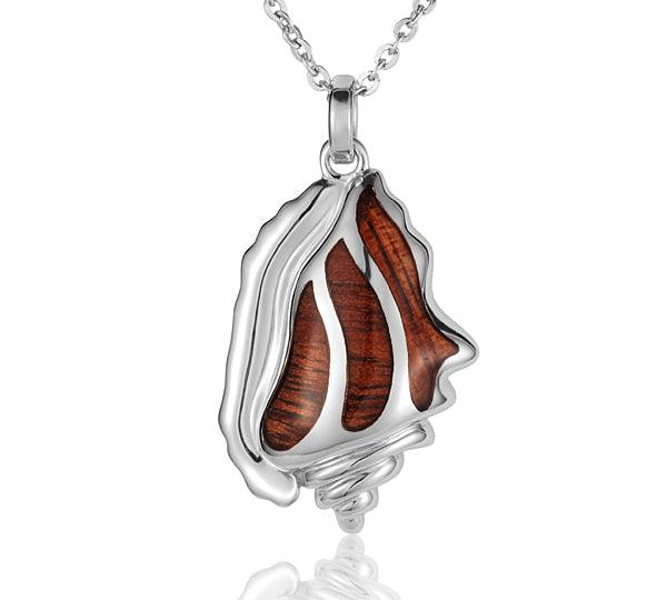 Sterling Silver and Wood Conch Shell Pendant 