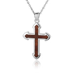 Sterling Silver and Wood Cross Pendant 