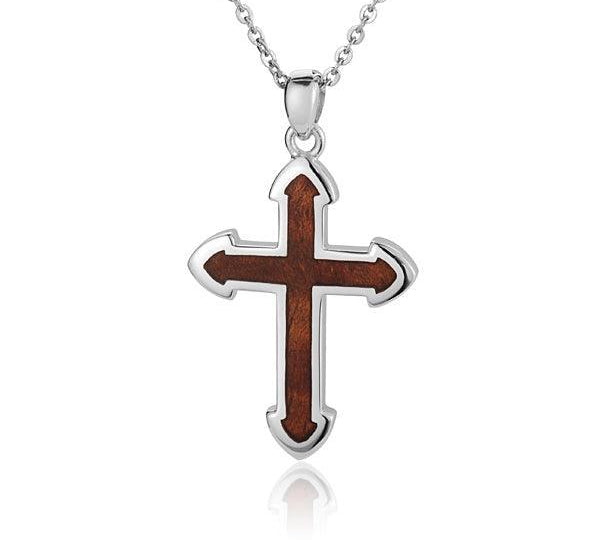 Sterling Silver and Wood Cross Pendant 