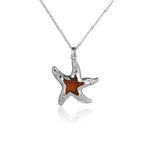 Sterling Silver and Wood Starfish engraved Pendant 