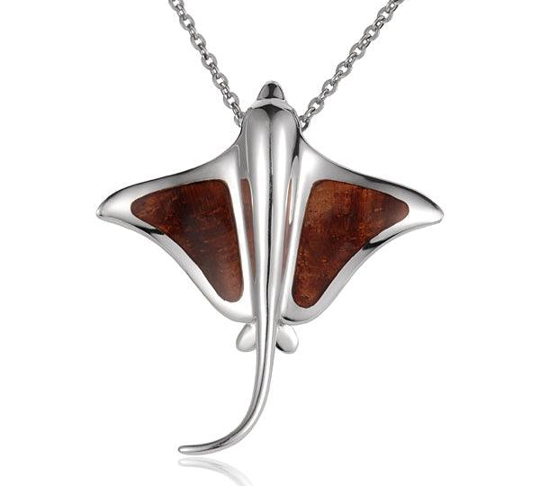 Sterling Silver Wood Eagle Ray Pendant