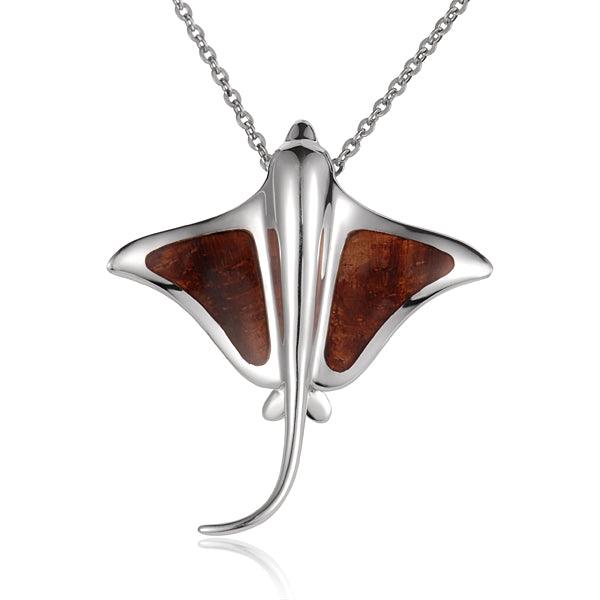 Sterling Silver Wood Eagle Ray Pendant
