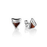 Sterling Silver and Wood Shark Tooth Stud Earrings 