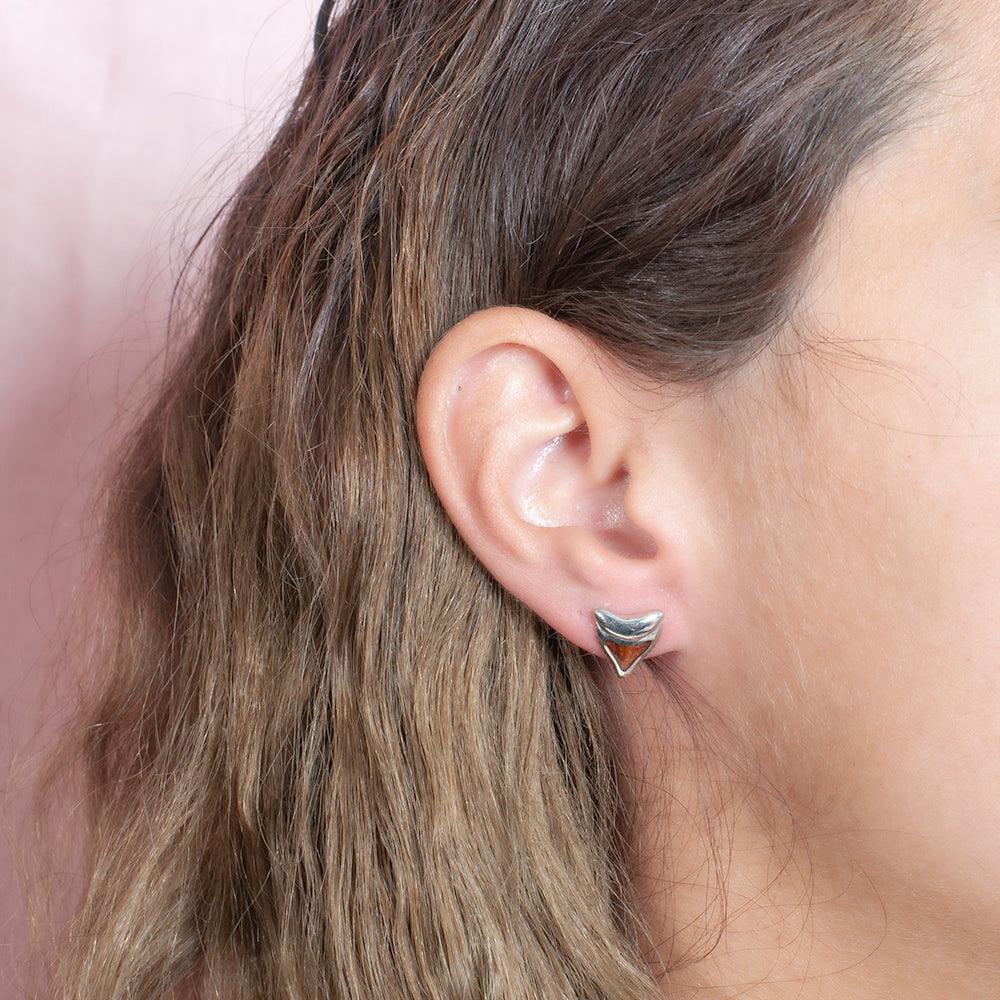 Koa Wood Hawaiian Mano Tooth Earrings Earrings Island by Koa Nani 