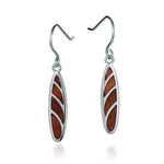 Sterling Silver and Wood Hawaiian Surfboard Hook Earrings 