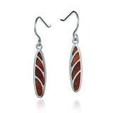 Sterling Silver and Wood Hawaiian Surfboard Hook Earrings 