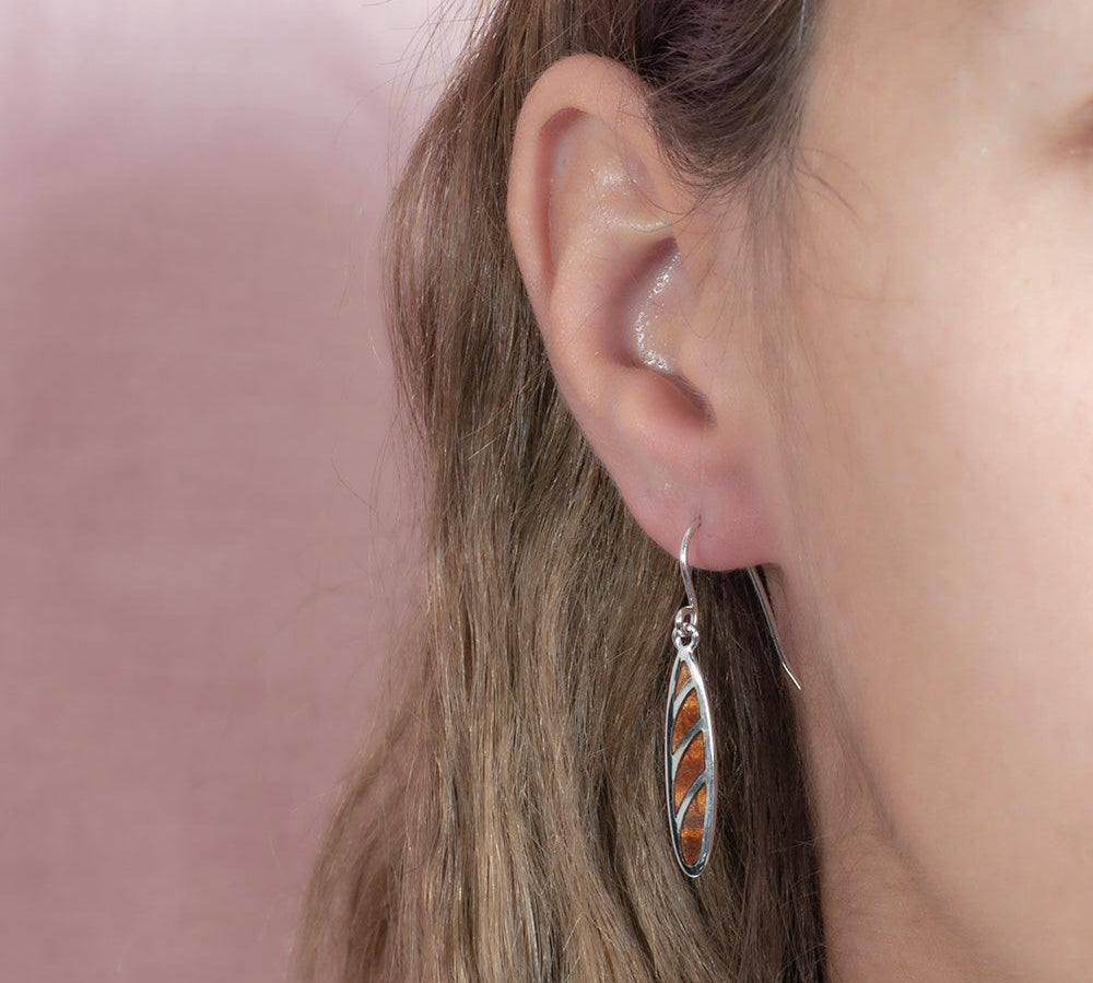 Koa Wood Hawaiian Surfboard Earrings Earrings Island by Koa Nani 