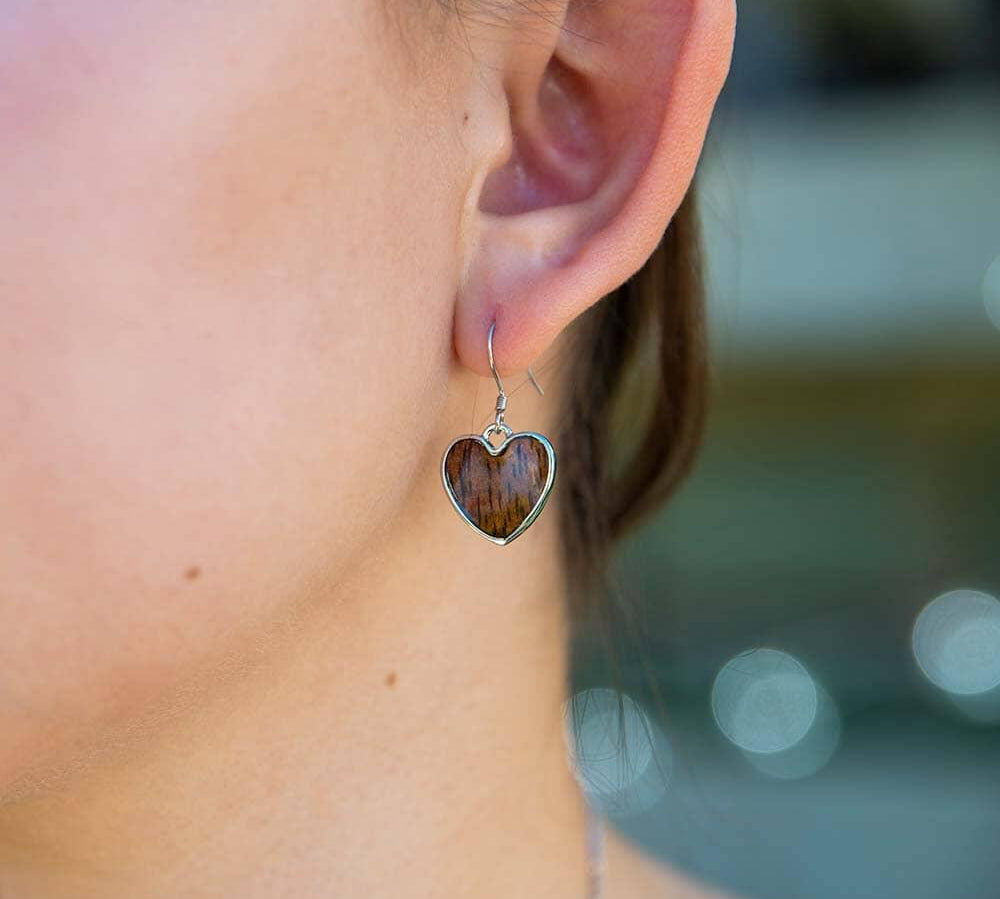Koa Wood Heart Earrings Earrings Island by Koa Nani 