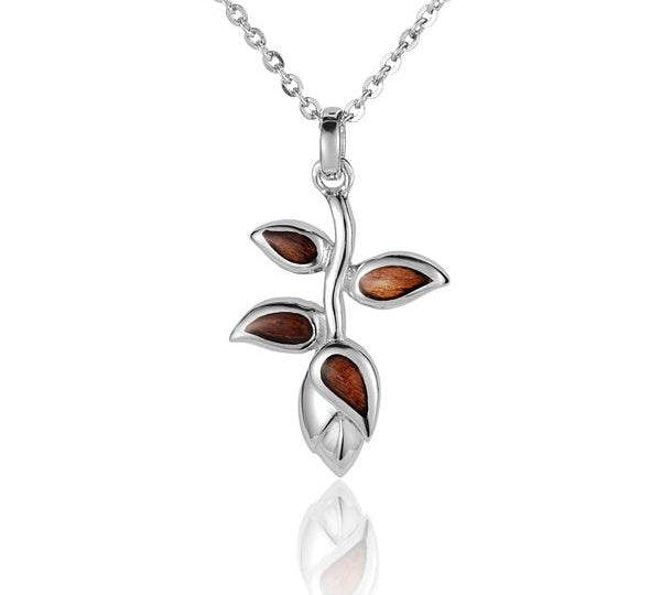 Sterling Silver and Wood Heliconia Pendant 