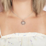 Sterling Silver and Wood Helm Pendant with White Topaz 