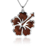 Koa Wood Hibiscus Pendant Pendant Island by Koa Nani Large 