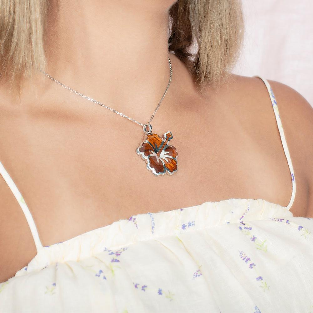 Koa Wood Hibiscus Pendant Pendant Island by Koa Nani 
