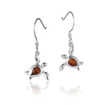Sterling Silver and Wood Sea Turtle Hook Earrings 