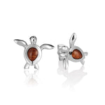 Sterling Silver and Wood Sea Turtle Stud Earrings 