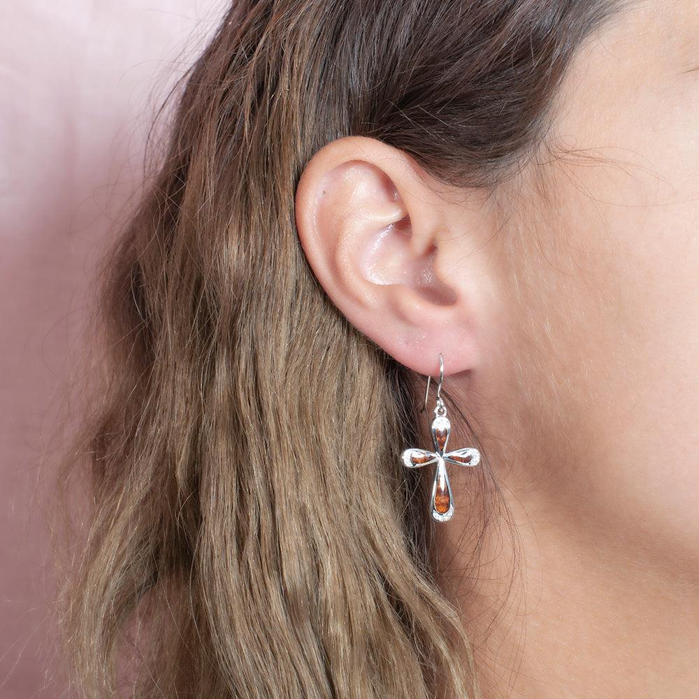 Koa Wood Ke’a Cross Earrings Earrings Island by Koa Nani 