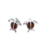 Sterling Silver and Wood Sea Turtle Stud Earrings 