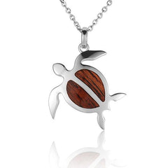Sterling Silver and Wood Sea Turtle Pendant