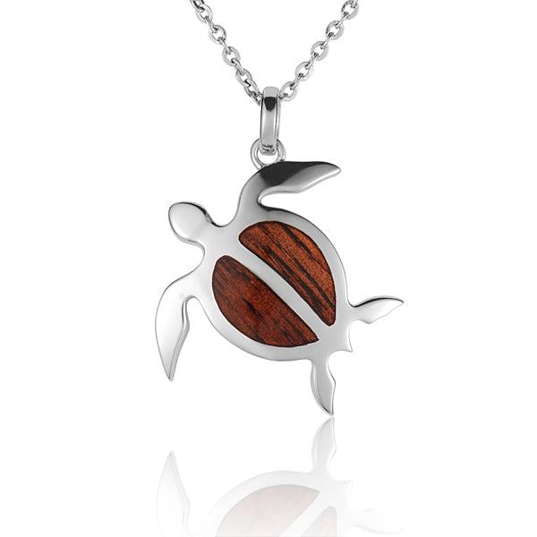 Sterling Silver and Wood Sea Turtle Pendant