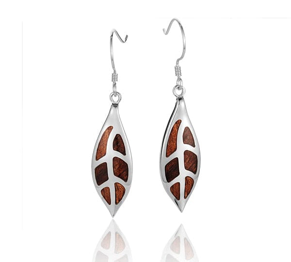 Koa Wood Leaf Earrings Earrings Island by Koa Nani 