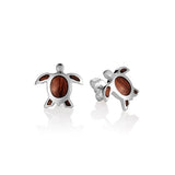 Sterling Silver and Wood Sea Turtle Stud Earrings 