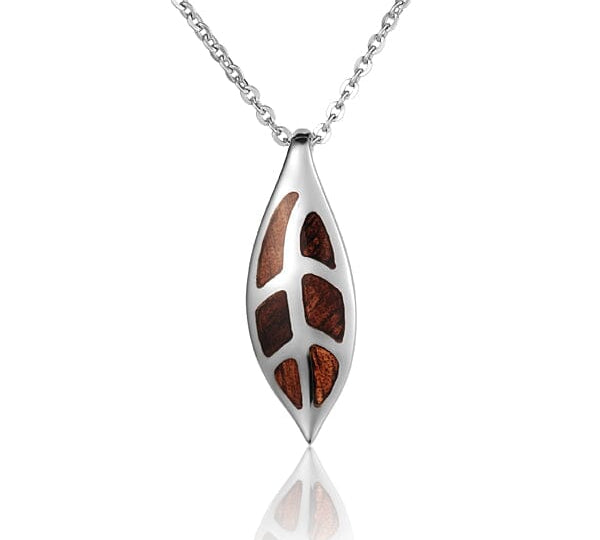 Koa Wood Maile Leaf Pendant Pendant Island by Koa Nani Small 
