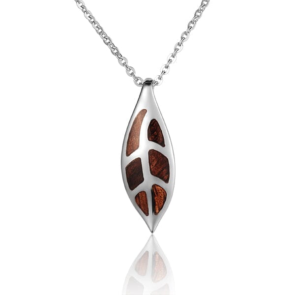 Koa Wood Maile Leaf Pendant Pendant Island by Koa Nani Small 