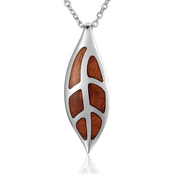 Koa Wood Maile Leaf Pendant Pendant Island by Koa Nani Large 