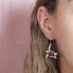  Sterling silver and Wood Sea Turtle Hook Earrings 