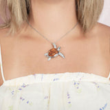 Sterling Silver and Wood Sea Turtle Pendant 