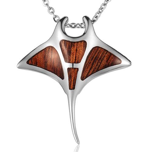 Koa Wood Manta Ray Pendant Pendant Island by Koa Nani Large 