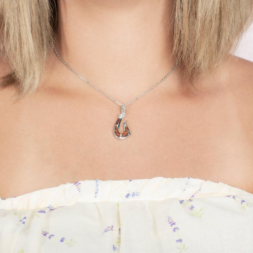 Koa Wood Maui Fishhook Pendant Pendant Island by Koa Nani Small 